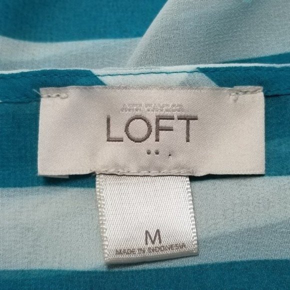 Loft Teal Striped Sequin Sheer Layering Tank Top Medium - Picture 7 of 8